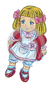 Illustration of a doll in vintage style