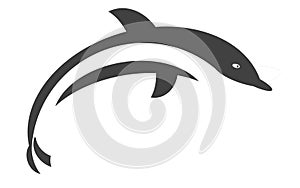 Illustration of dolphin jumping on the wave