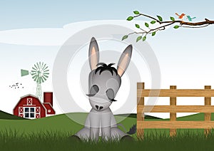 illustration of donkey in the farm