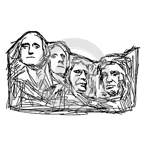 Illustration doodle Mount Rushmore