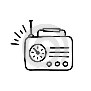 Illustration of doodle retro radio.