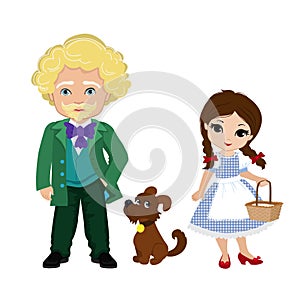 Illustration of Dorothy and the wizard of the Emerald City.