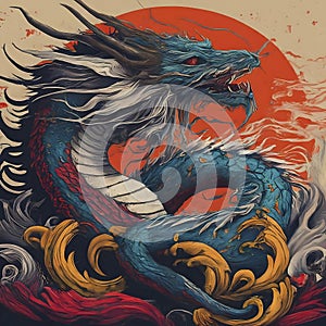 Illustration of a dragon, Japanese style