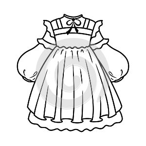 Illustration of dress outline for coloring page