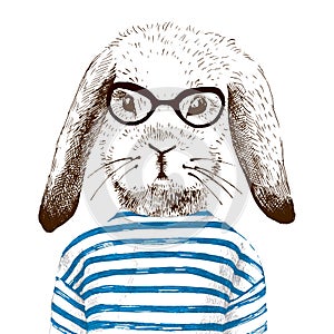 Illustration of dressed up bunny photo