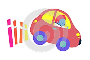 Illustration of a driver braking - lifestyle facts attitude design