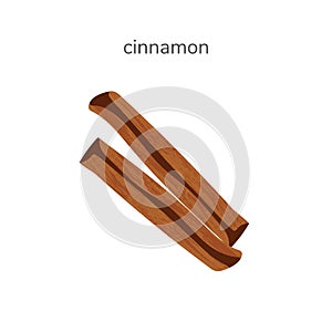 Illustration of dry cinnamon stick spice isotated on white background. Hand drawn illustration.