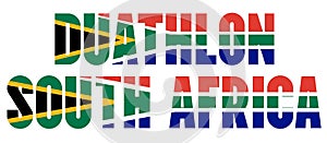 Illustration of Duathlon South Africa logo with South African flag overlaid on text