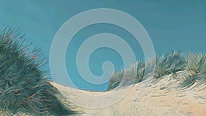 Illustration of a dune with vegetation.