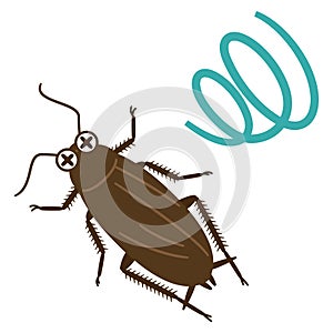 Illustration of a dying cockroach