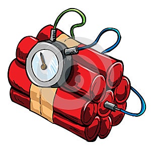 Illustration of dynamite with timing device