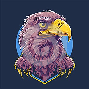 Eagle Head Shield Mascot Gaming Logo Design Vector illustration