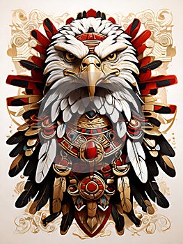 Illustration of an eagle\'s face used to decorate stickers, T-shirts. Ai generated.