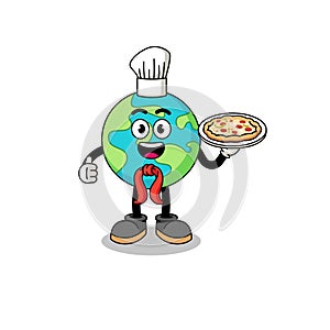 Illustration of earth as an italian chef