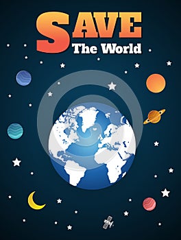 Illustration of Earth and Moon rotates in orbit