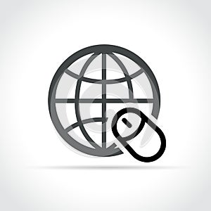 Earth and mouse icon on white background