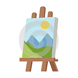 Illustration of Easel with Landscape Painting