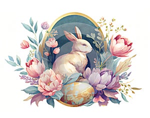 illustration of Easter bunny with eggs