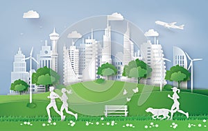 Ilustraciones de verde la ciudad en una carta 