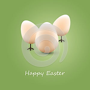 Happy Easter Card with Three Funny Walking Easter Eggs