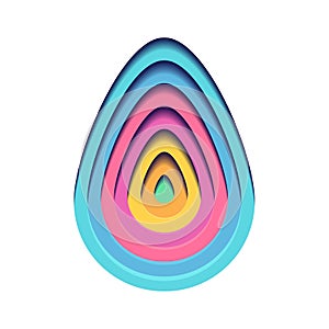 Illustration of egg carving of paper with layer tonnel and shadow. Vector easter element