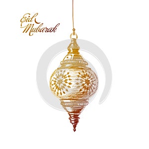 Illustration of Eid mubarak. Beautiful islamic and arabic lantern