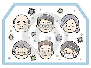 Illustration of elderly people infected at nursing homes