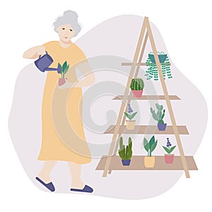 illustration of an elderly woman