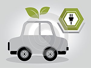 Illustration electric car and have icon for charging. Automobile EV.