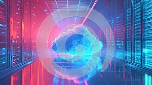 Illustration elements of a banner design that illustrates the security of business cloud computing data and server virus