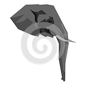 illustration of an elephant face. monochrome. side view. cartoon flat vector illustration.