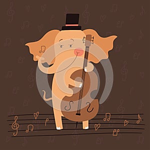 Illustration of elephant playing the double bass