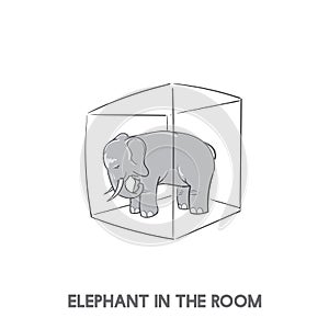 Illustration of elephant in the room idiom