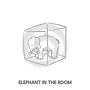 Illustration of elephant in the room idiom photo