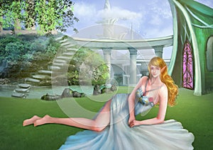 Illustration: The Elf in her Magical Garden.