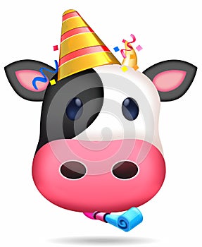 Illustration emoticon cow cartoon isolated