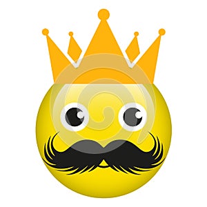 Illustration of emoticon emotion with mustache and crown