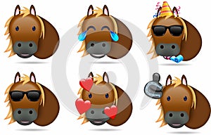 Illustration emoticon horse set cartoon isolated