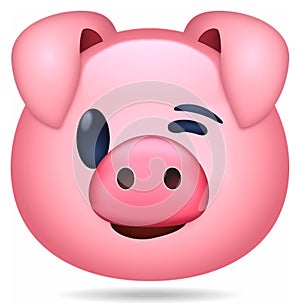 Illustration emoticon pig pink set cartoon isolated