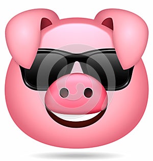 Illustration emoticon pig pink set cartoon isolated