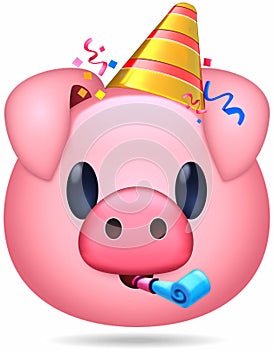 Illustration emoticon pig pink set cartoon isolated