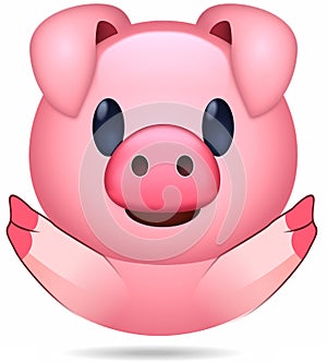 Illustration emoticon pig pink set cartoon isolated