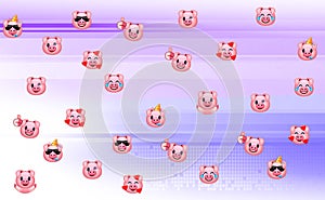 Illustration emoticon pig set cartoon isolated