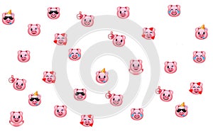 Illustration emoticon pig set cartoon isolated