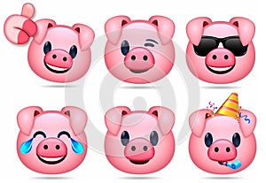 Illustration emoticon pig set set cartoon isolated