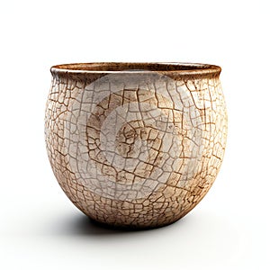 Empty clay pot isolated on white background