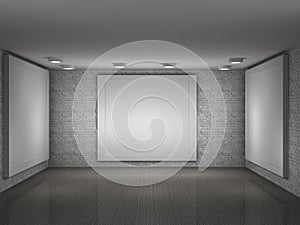 Illustration of a empty gallery with frames