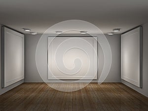 Illustration of a empty gallery with frames