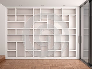 Illustration of Empty shelves photo