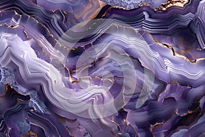 Illustration of  enchanting pattern of swirling purple and white agate, resembling waves in the ocean, with subtle hints of g photo